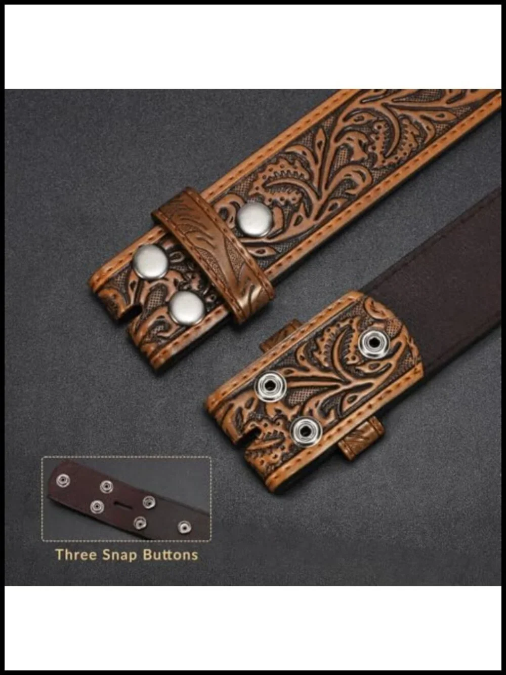 2 Pack Western Leather Belt Straps for Men Women Cowboy No Buckle